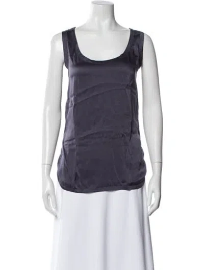 Pre-owned Max Mara Silk Scoop Neck Top In Blue