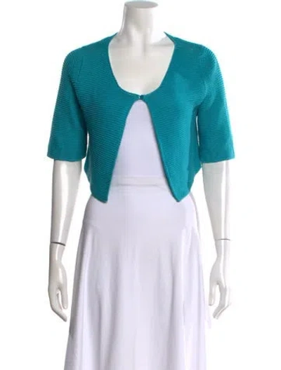 Pre-owned Max Mara Silk Scoop Neck Top In Blue