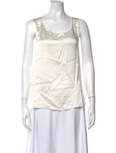 Pre-owned Max Mara Silk Scoop Neck Top In Neutrals