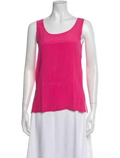 Pre-owned Max Mara Silk Scoop Neck Top In Pink