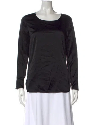 Pre-owned Max Mara Silk Scoop Neck Top W/ Tags In Black