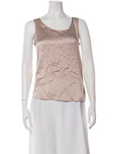 Pre-owned Max Mara Silk Scoop Neck Top W/ Tags In Neutral