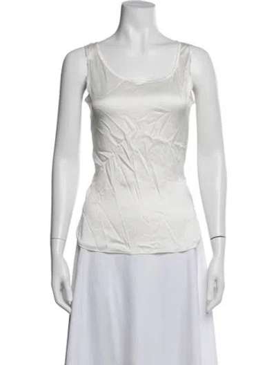 Pre-owned Max Mara Silk Scoop Neck Top W/ Tags In White