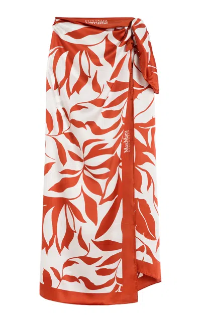 Max Mara Silk Shawl In Brown
