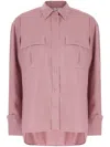 Max Mara Silk Shirt With Buttoned Cuffs In 粉色