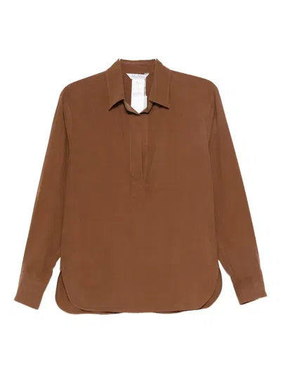 Max Mara Silk Shirt In Brown