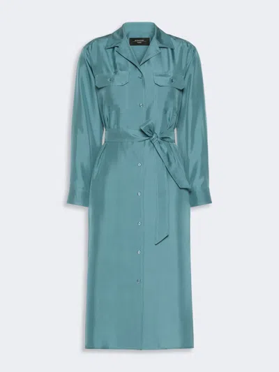 Max Mara Silk Shirt Dress In Blue