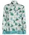 Max Mara Floral-print Silk Shirt In White