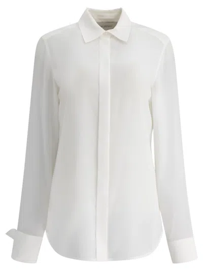 Max Mara Silk Shirt With Classic Collar In White