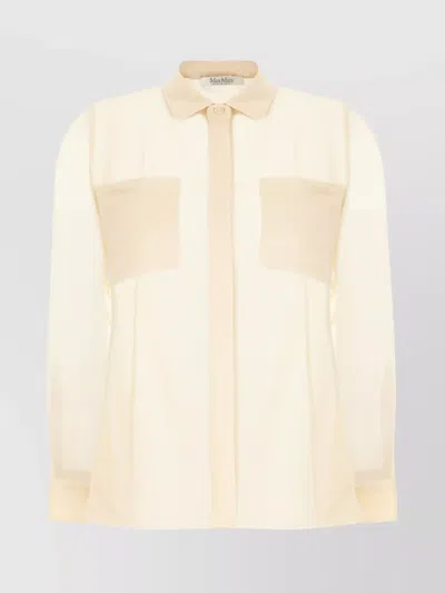Max Mara Silk Shirt With Long Sleeves And Chest Pockets In Yellow