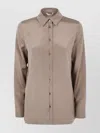 Max Mara Silk Shirt With Pleated Back "avion" In Brown