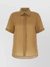 Max Mara Silk Shirt With Pointed Collar And Rounded Hemline