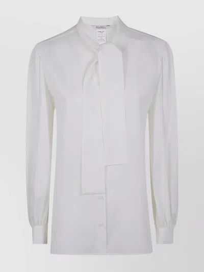 MAX MARA SILK SHIRT WITH TIE NECK AND LONG SLEEVES