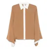 Max Mara Camel Silk Colour-block Shirt