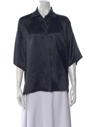 Pre-owned Max Mara Silk Short Sleeve Blouse In Blue