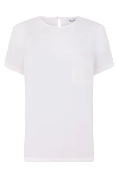 Max Mara Silk Short-sleeve Shirt With Pocket In White