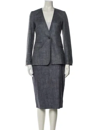Pre-owned Max Mara Silk Skirt Suit In Gray