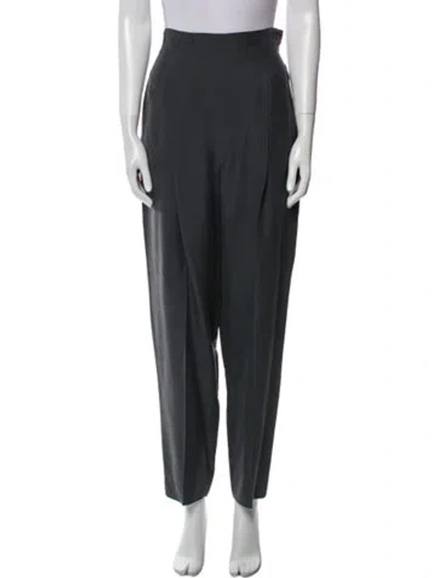 Pre-owned Max Mara Silk Straight Leg Pants In Gray