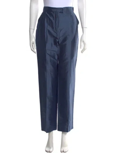 Pre-owned Max Mara Silk Straight Leg Pants W/ Tags In Blue