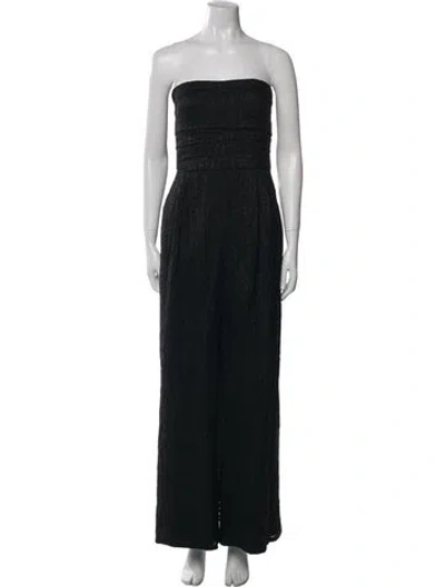 Pre-owned Max Mara Silk Strapless Jumpsuit In Black