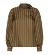 Max Mara Silk Stripe Blouse In Brown