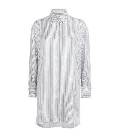 Max Mara Silk Stripe Mini Shirt Dress In White