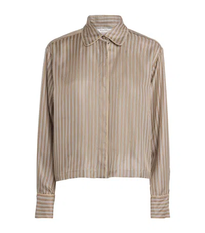 Max Mara Silk Stripe Shirt In Neutral
