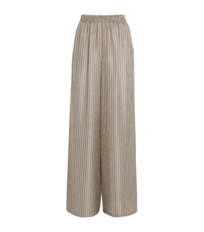 Max Mara Silk Stripe Wide-leg Trousers