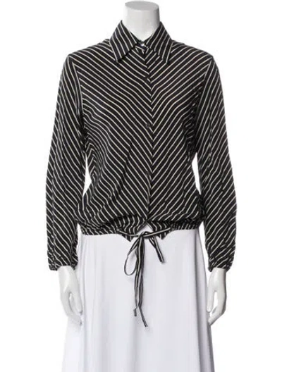 Pre-owned Max Mara Silk Striped Button-up Top In Blue