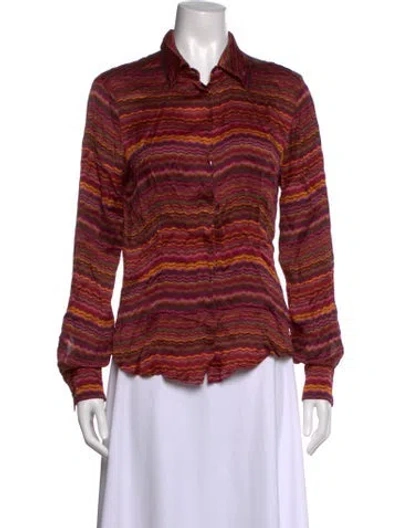 Pre-owned Max Mara Silk Striped Button-up Top In Multi
