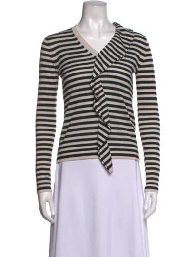 Pre-owned Max Mara Silk Striped Sweater In Black