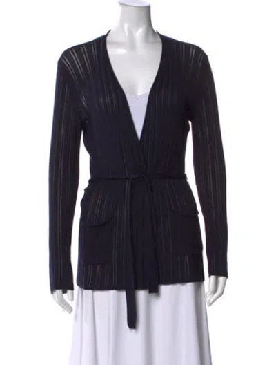 Pre-owned Max Mara Silk Striped Sweater In Blue