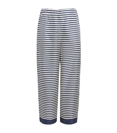 Max Mara Silk Striped Wide-leg Trousers In Beige