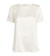 Max Mara Cortona Silk Satin T-shirt In Ivory