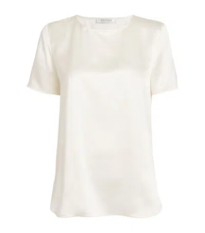 Max Mara Cortona Silk Satin T-shirt In White