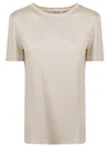 Max Mara Silk T-shirt With Classic Crew Neckline In Neutral
