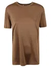 Max Mara Silk T-shirt With Classic Crew Neckline In Brown