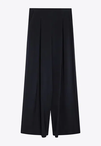 Max Mara Silk Tailored Pants In Blue