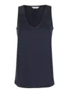 Max Mara Silk Tank Top In Blue
