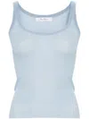 Max Mara Semi-sheer Fine-ribbed Top In Blue