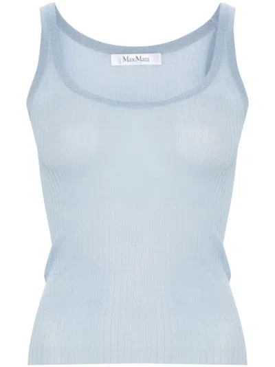 Max Mara Silk Tank Top In Blue