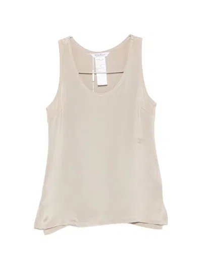Max Mara Silk Tank Top In Gray