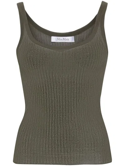 Max Mara Silk Tank Top In Green