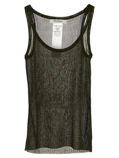 Max Mara Silk Tank Top In Oliva