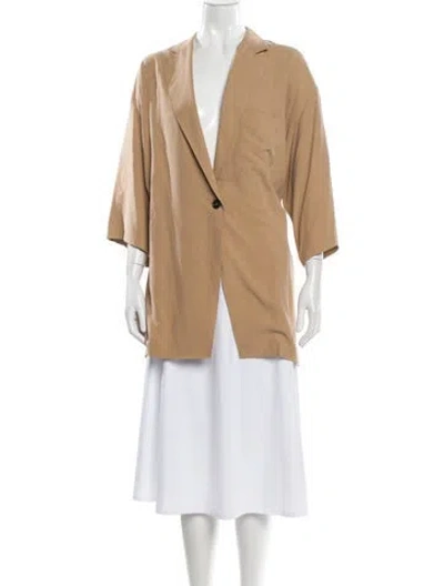 Pre-owned Max Mara Silk Three-quarter Sleeve Blouse In Neutral