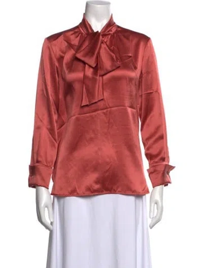 Pre-owned Max Mara Silk Tie Neck Blouse In Pink