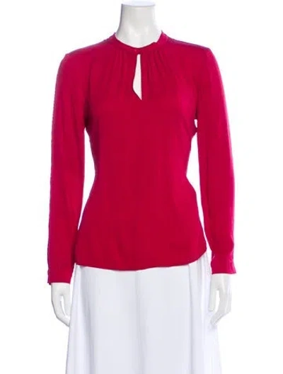Pre-owned Max Mara Silk Tie Neck Blouse In Red