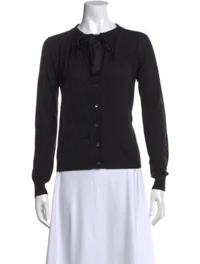 Pre-owned Max Mara Silk Tie Neck Sweater In Black