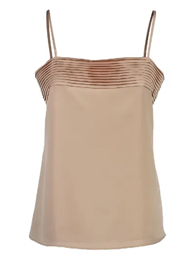 Max Mara Silk Top In Brown