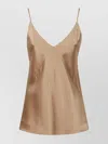 Max Mara Silk Top With Spaghetti Straps And V-neckline In Neutral
